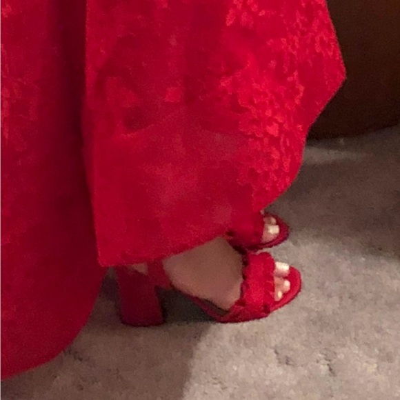 Red Suede Indigo Rd. Block Heels - Picture 4 of 5